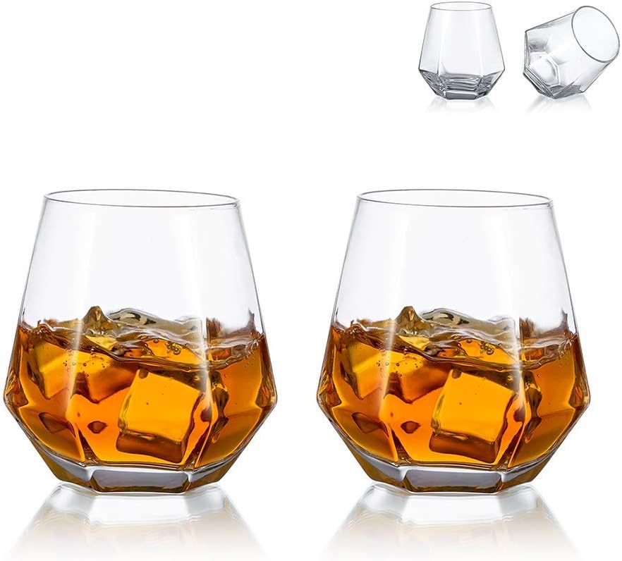 2 Verres à Whisky Géométriques Incliné en Diamant Vendos85 - Mathon