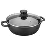 Faitout fonte avec couvercle en verre 32 cm noir Lacor - Mathon