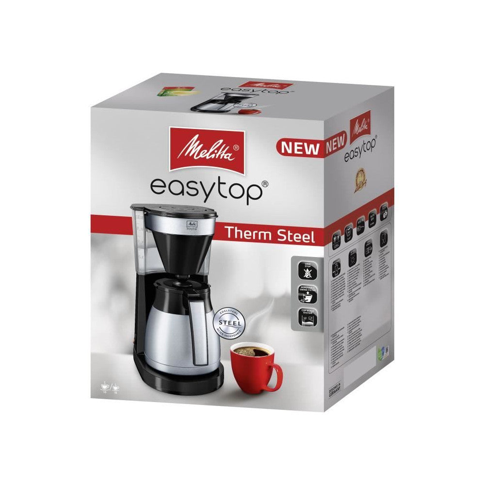 Cafétiere Filtre Melitta Easy Top Therm Ii Steel - Noir - 10 Tasses - Porte-filtre Compatible Lave-vaisselle Melitta - Mathon - 2