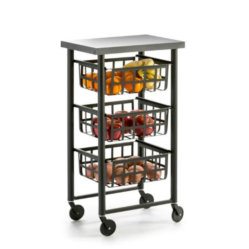 Desserte à roulettes, chariot de rangement FIFTY-FIFTY, Noir Don Hierro - Mathon - 1