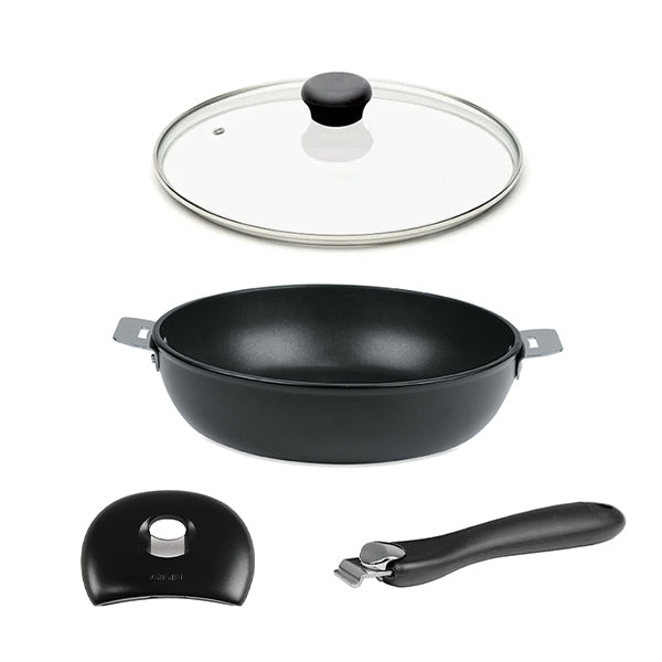 Lot sauteuse Cookway 28cm avec poignée, anse et couvercle Cristel - Mathon - 1