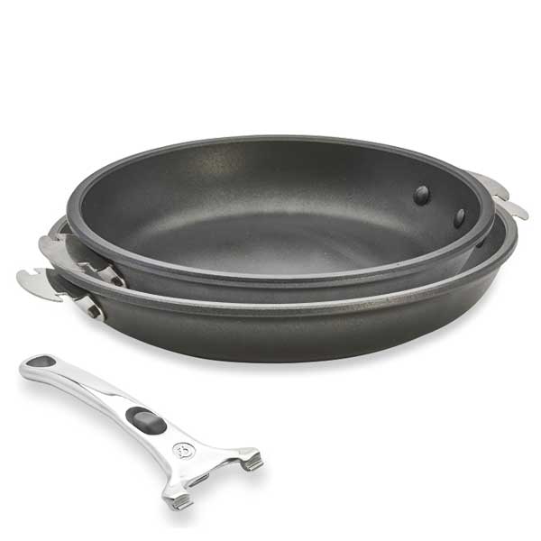 Lot 2 poêles Choc Extrême Loqy 24 et 28 cm et poignée amovible De Buyer - Mathon