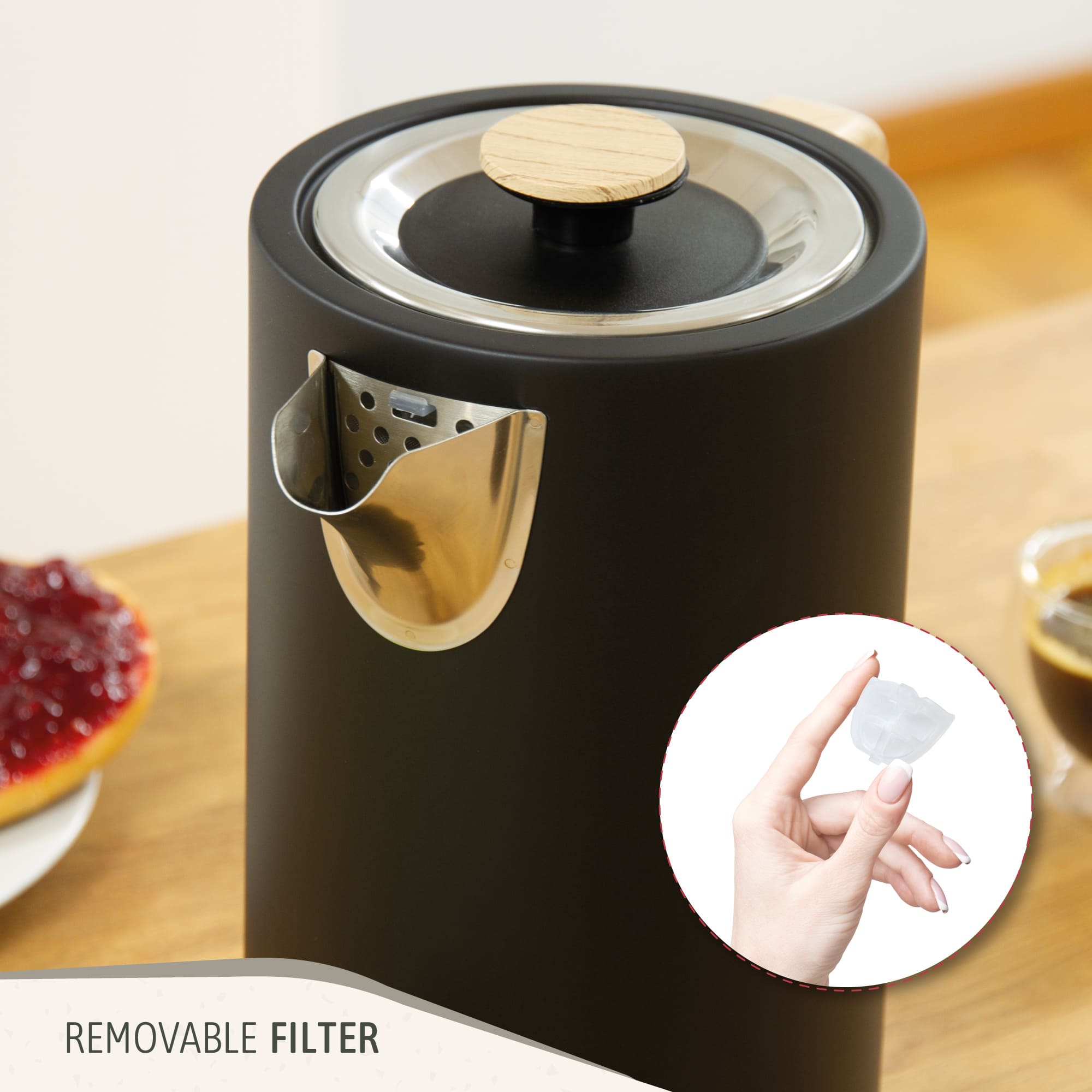 Nordic Bouilloire Électrique 1,7L Sans Fil, Ébullition Rapide Sans BPA, Base 360 2200 Noir KT1165BLK - Mathon - 7