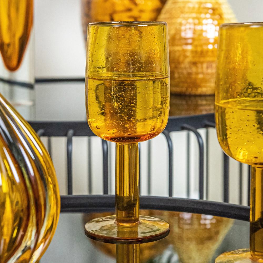 Verre à pied Perla Bullé 28 cl ambre (lot de 6) Table passion - Mathon - 3
