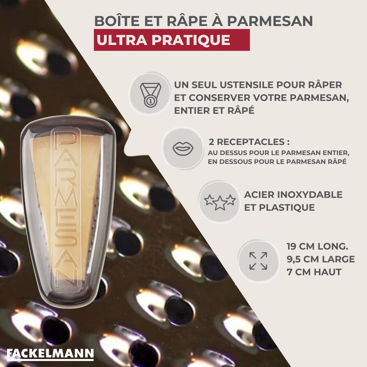 Râpe à parmesan et sa boîte de rangement 19 cm  Handmade Tradition Fackelmann - Mathon - 3
