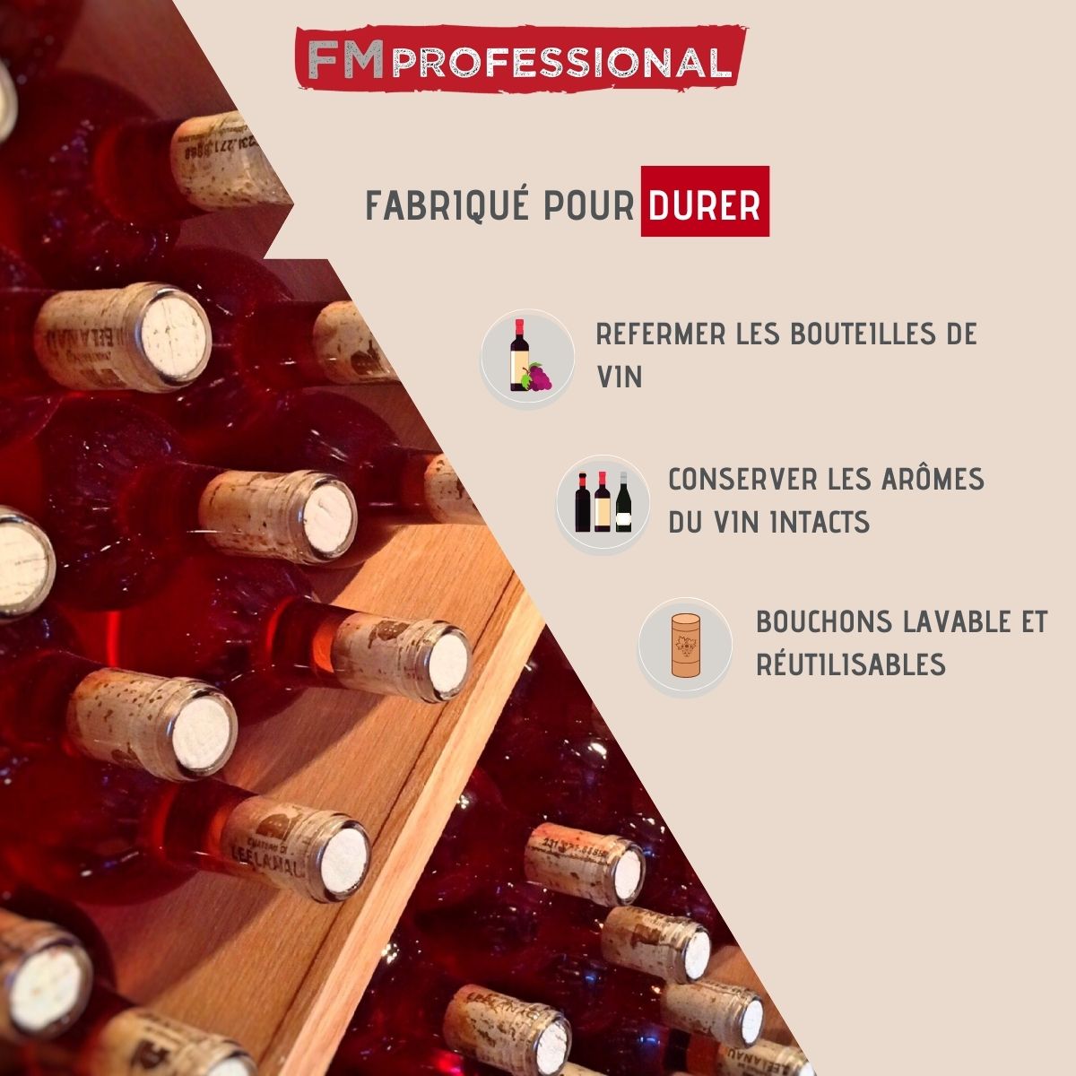 Lot de 4 bouchons à vin  Boissons FM Professional - Mathon - 2