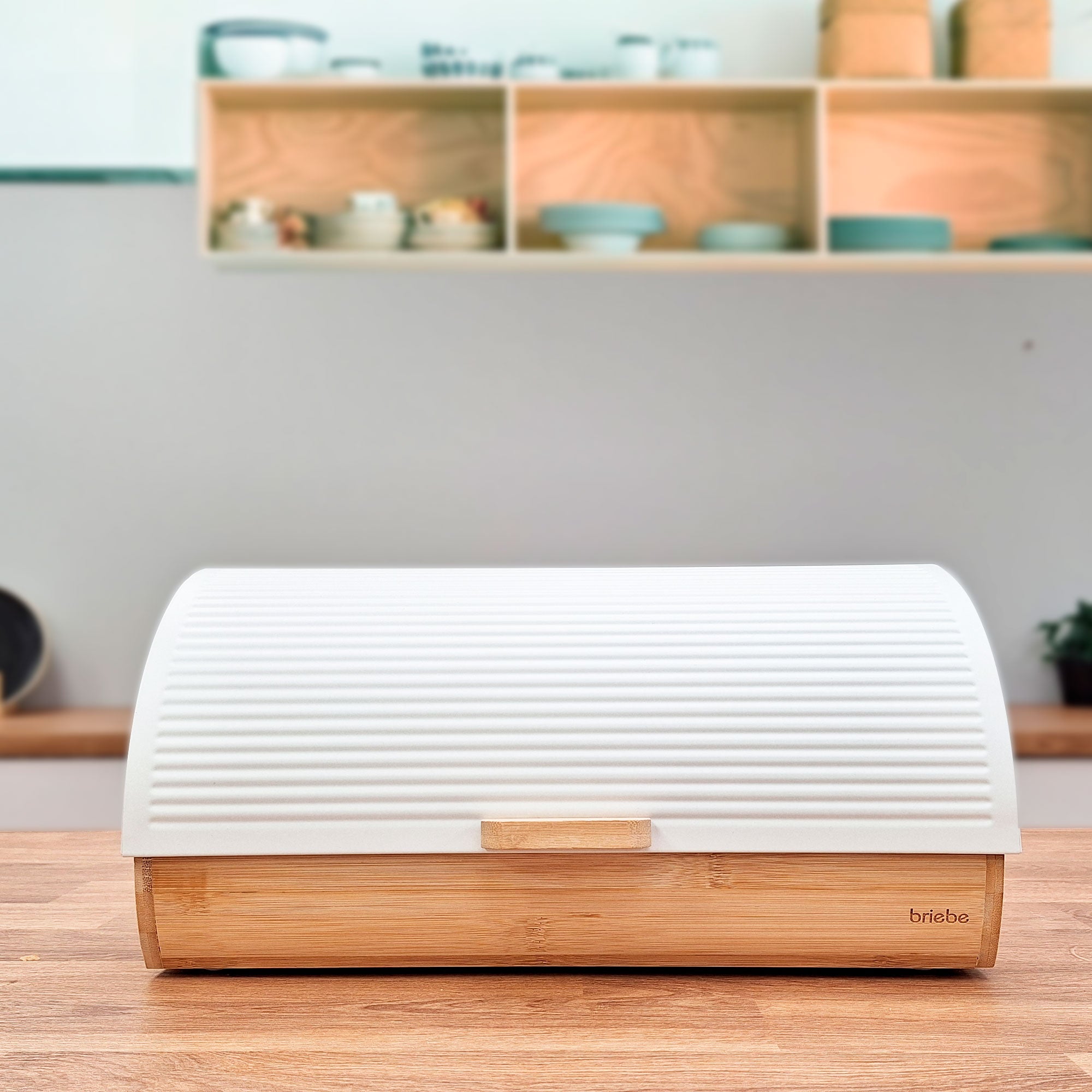 Boîte à Pain en Bois de Bambou Couvercle Coulissant, Bread Box Conserver Painen  Blanc BB1162 - Mathon - 4