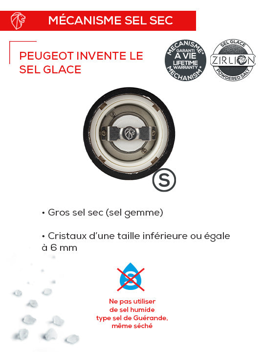 Festival Moulin à sel en bois noir mat 30 cm avec mécanisme Zircone Peugeot - Mathon - 2