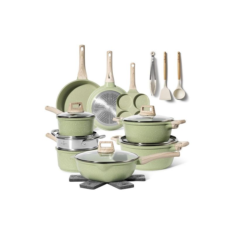 Batterie de cuisine 21 pièces Antiadhésif en Granit vert - Tous feux dont induction Just perfecto JL-723 Just Perfecto - Mathon - 1