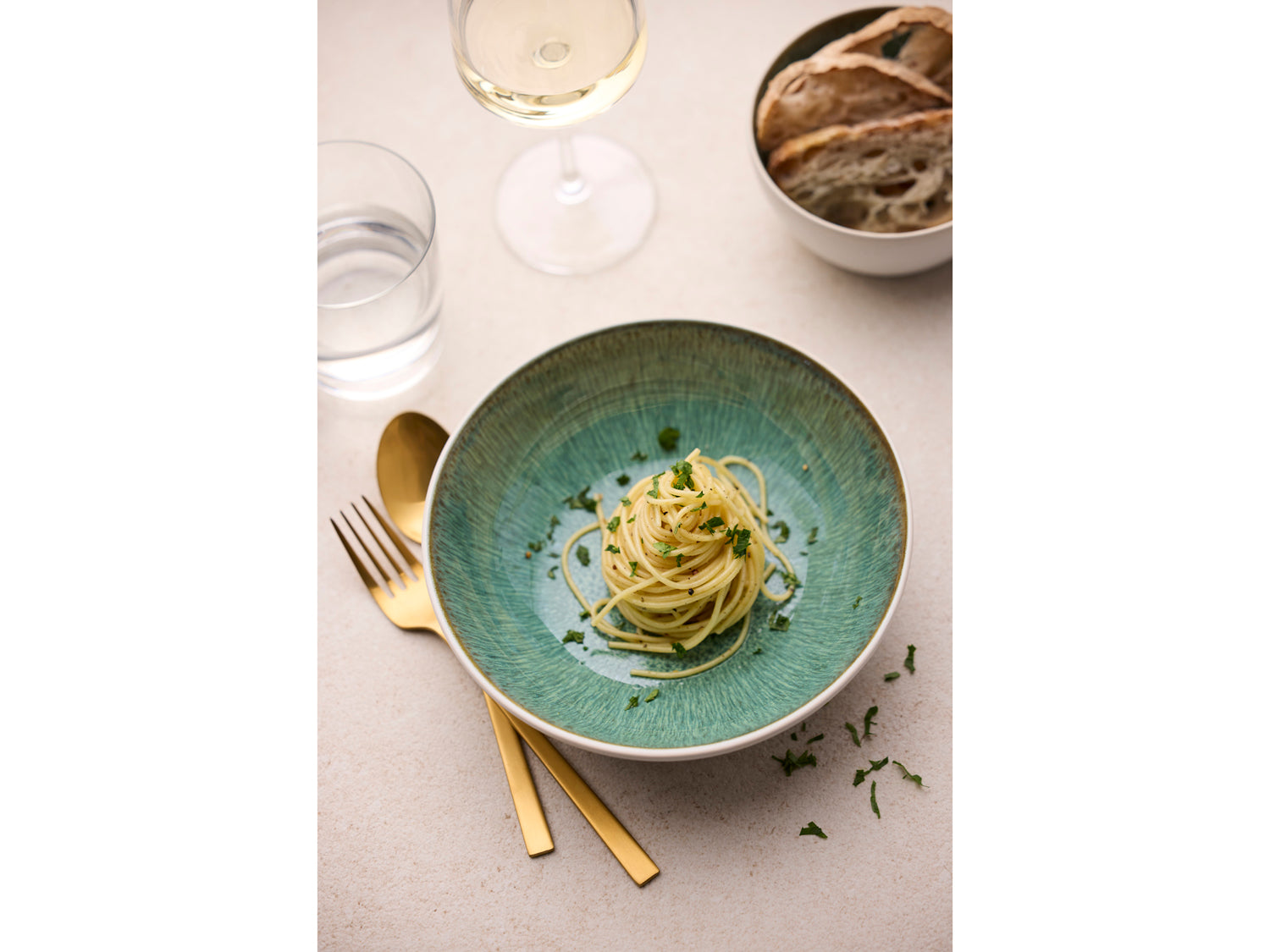 Bol Gastro en Grès Blanc/Vert Bitz - Mathon - 9