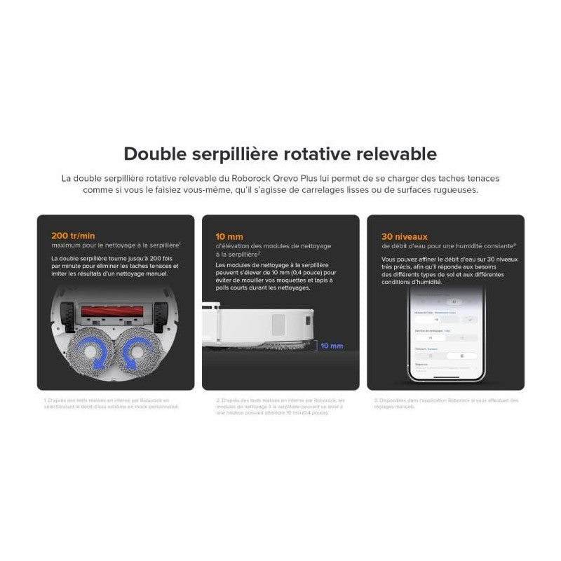 Aspirateur Robot Laveur Avec Station Multifonction -   Qrevo Plus Blanc - Puissance 7000 Pa - Serpillere Extensible Roborock - Mathon - 2