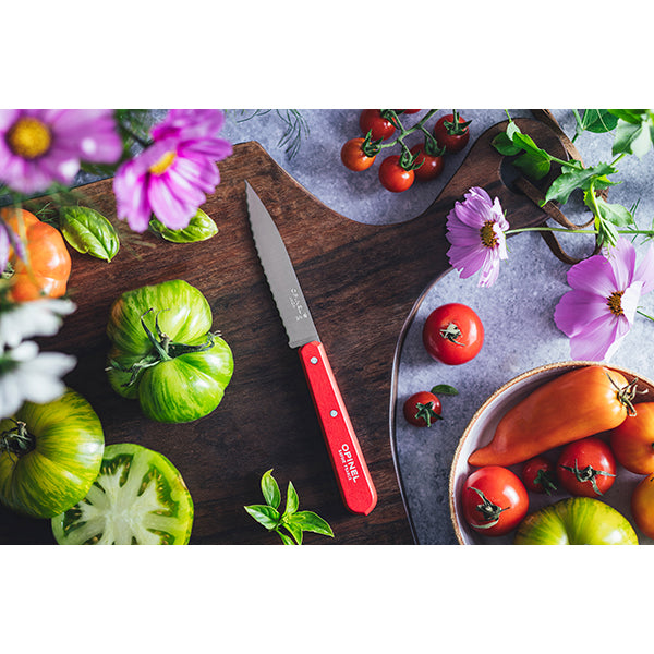 Couteau office N°113 lame crantée inox 10 cm rouge Opinel - Mathon - 2