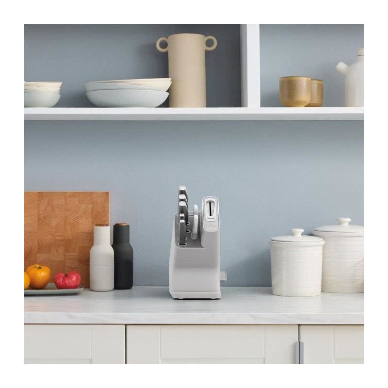 Bloc-couteaux - Ninja Foodi - Staysharp K62006euwh - Avec Affûteur - Ensemble De Couteaux - 6 Pieces Aiguisées - Blanc Ninja - Mathon - 6