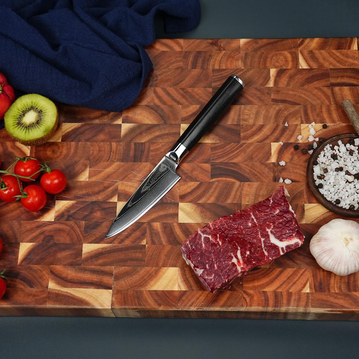 Couteau à légumes noir damas 21cm avec étui - "Core" Laguiole Cuisson - Mathon - 4