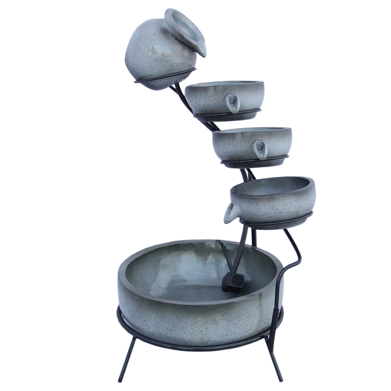 Fontaine Énergie Solaireà 4 Niveaux de Bols Renversants Gris Monstershop - Mathon - 1