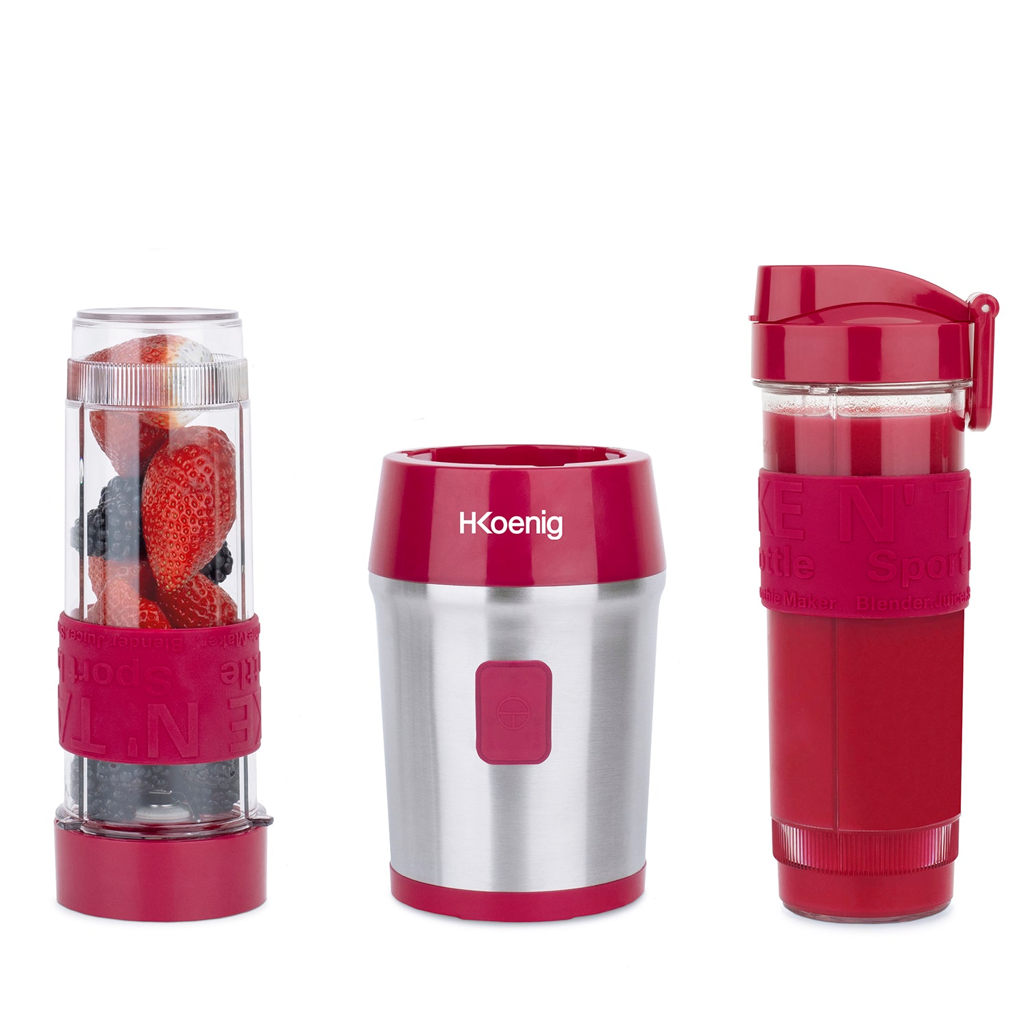 Mini Blender - H.koenig - Smoo10 - 300 W - 570 Ml - Framboise - 2 Gourdes Incluses HKOENIG - Mathon - 4