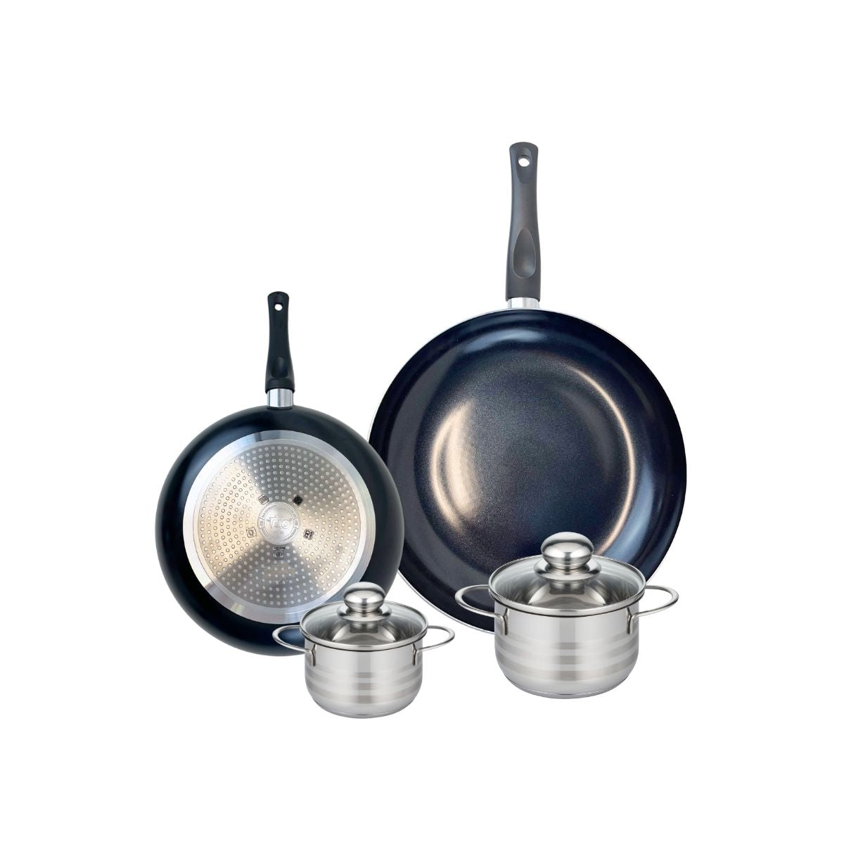 Ensemble de 2 Poêles de cuisson 24 et 32 cm et 2 faitouts 14 et 16 cm  Prima Brillant Elo - Mathon - 1