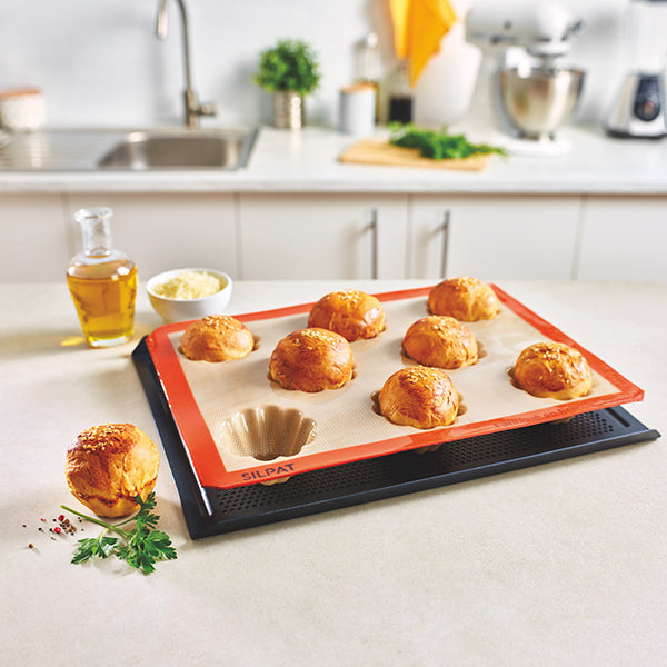 Plaque de 8 empreintes à briochettes Silpat - Mathon - 4