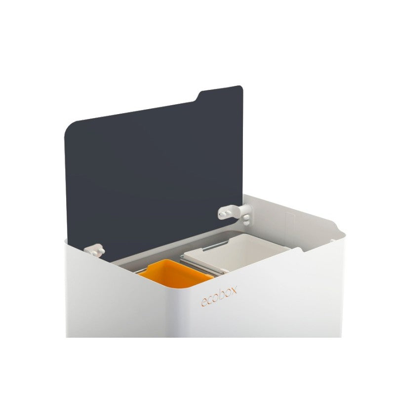 Poubelle cuisine fonctionnelle et élégante, 2 x 20 litres, ECOBOX NOA, Blanc-Noir Don Hierro - Mathon - 5