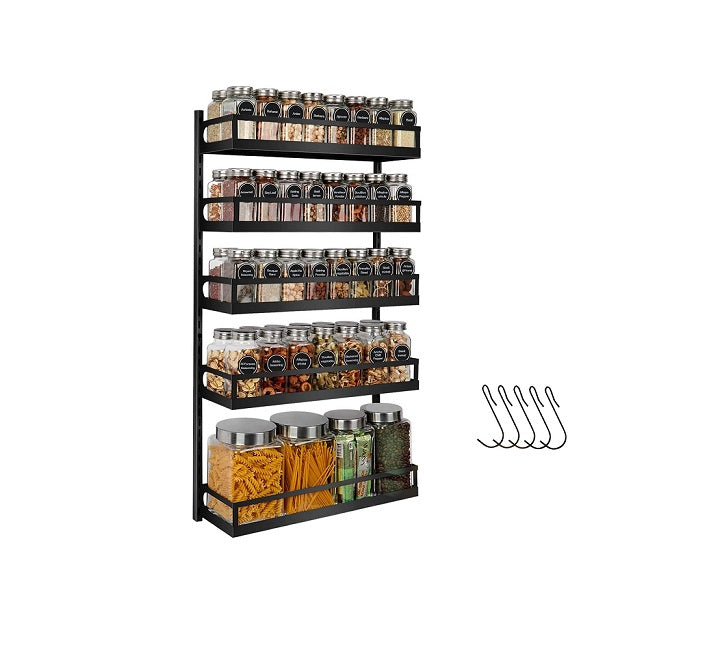 Étagère à épices murale à 5 niveaux réglables en hauteur noir Vendos85 - Mathon