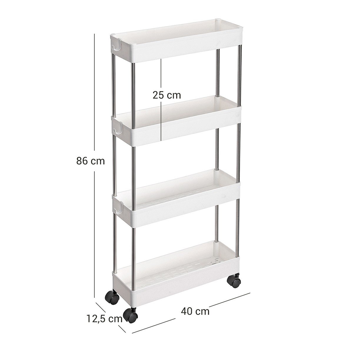 Desserte blanche sur roulettes à 4 niveaux - L12,5 x H86 cm Calicosy - Mathon - 3