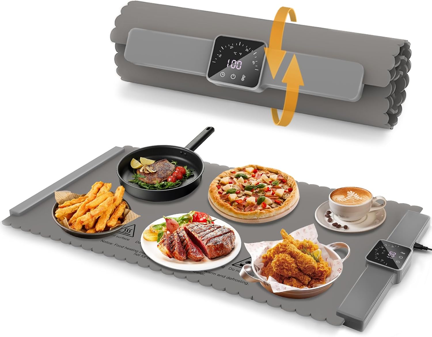 Chauffe-Plat Électrique en Silicone Gris 56x38cm Vendos85 - Mathon