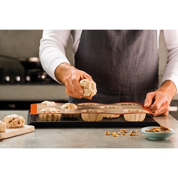 Plaque de 8 empreintes mini-cakes striés Silpat - Mathon - 5