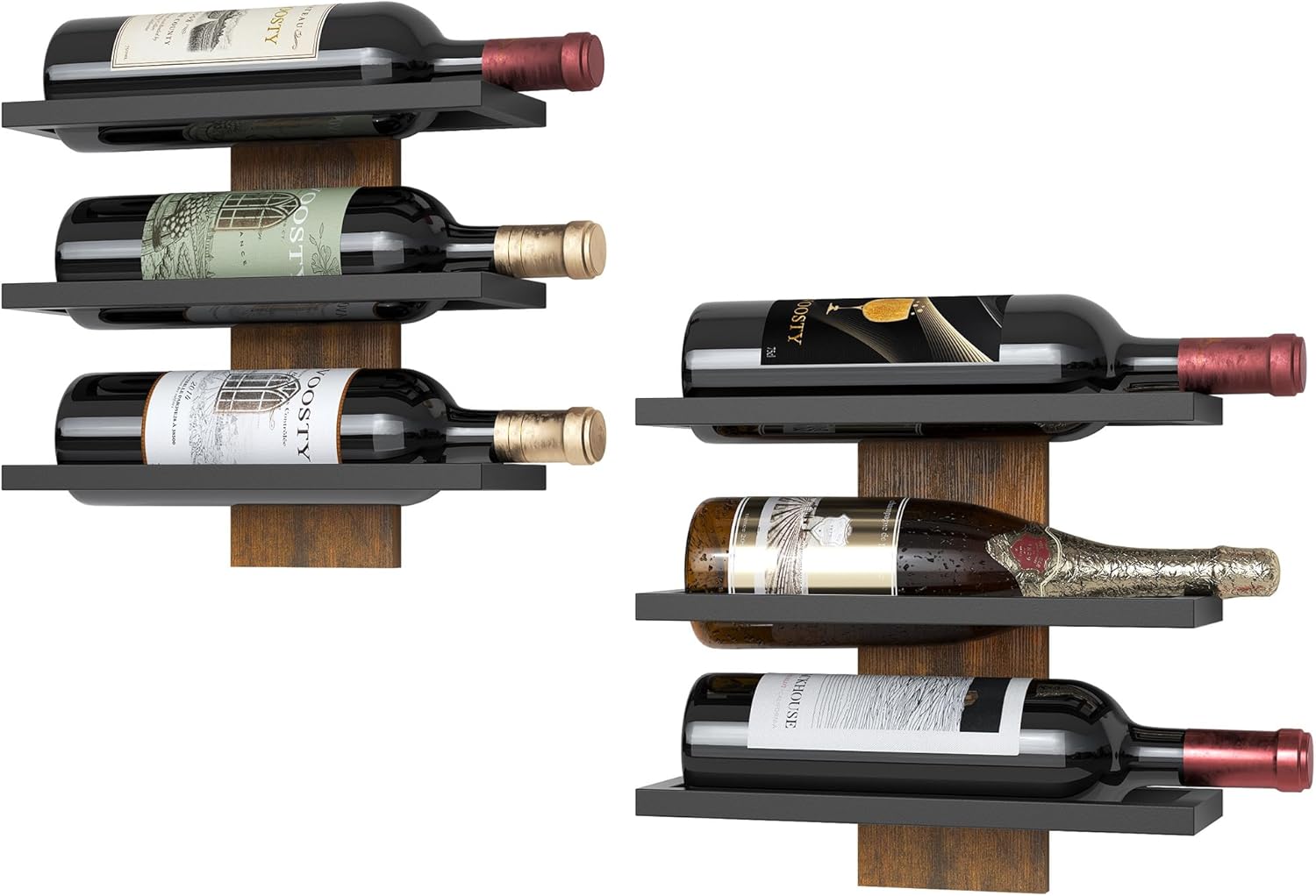 Casier à vin mural en métal et bois, 3 niveaux Vendos85 - Mathon