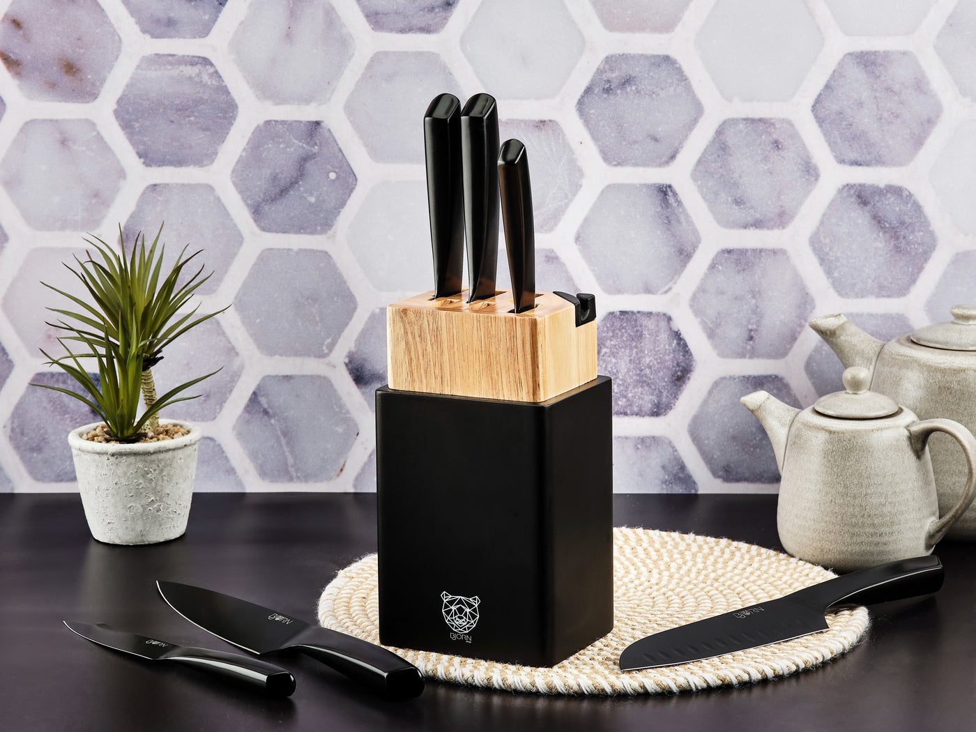 Lot de 8 couteaux de cuisine en inox noir D Björn - Mathon - 2