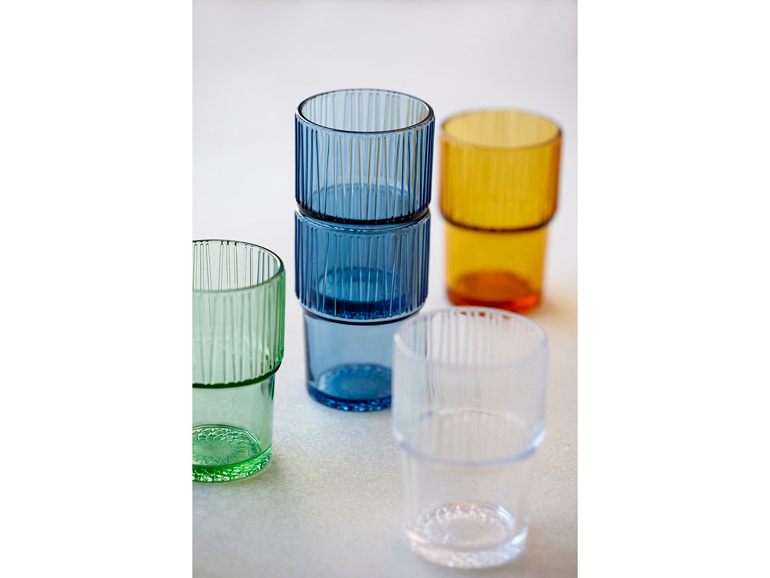 Set de 4 verres à café KUSINTHA en verre coloré Bleu Bitz - Mathon - 5