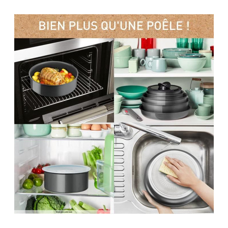Tefal Ingenio Lot De 3 Pieces, Poele 28 Cm, Casserole 18 Cm, Poignée, Induction, Céramique, Fabriqué En France, Renew L260930 Seb - Mathon - 2