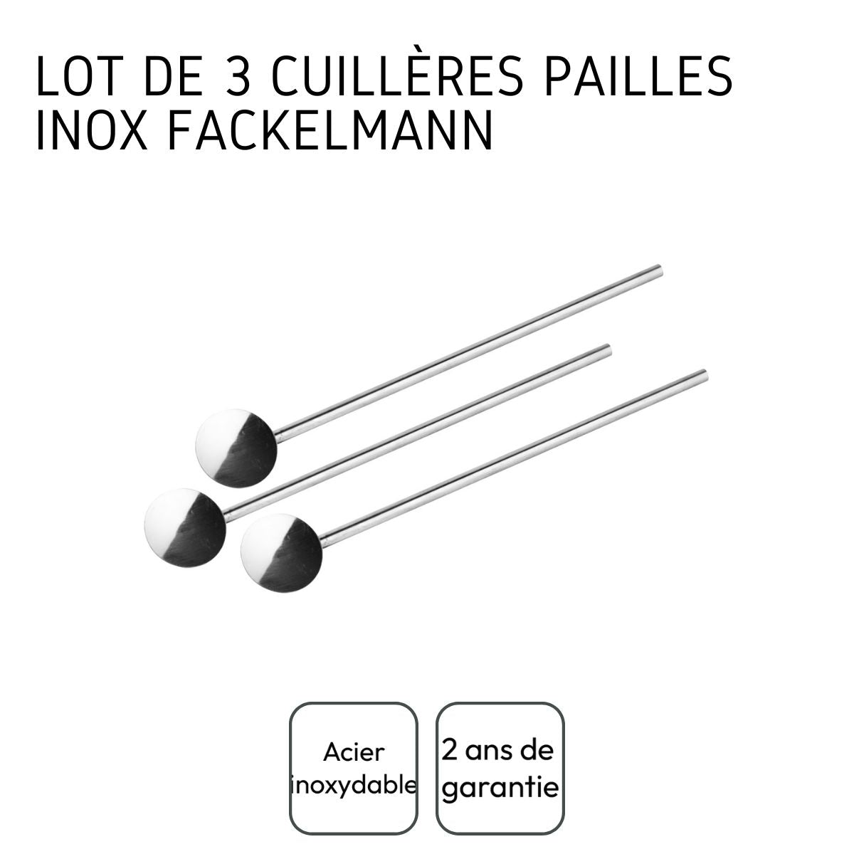 Lot de 3 cuillères à paille réemployables 18 cm  Bar Concept Fackelmann - Mathon - 4