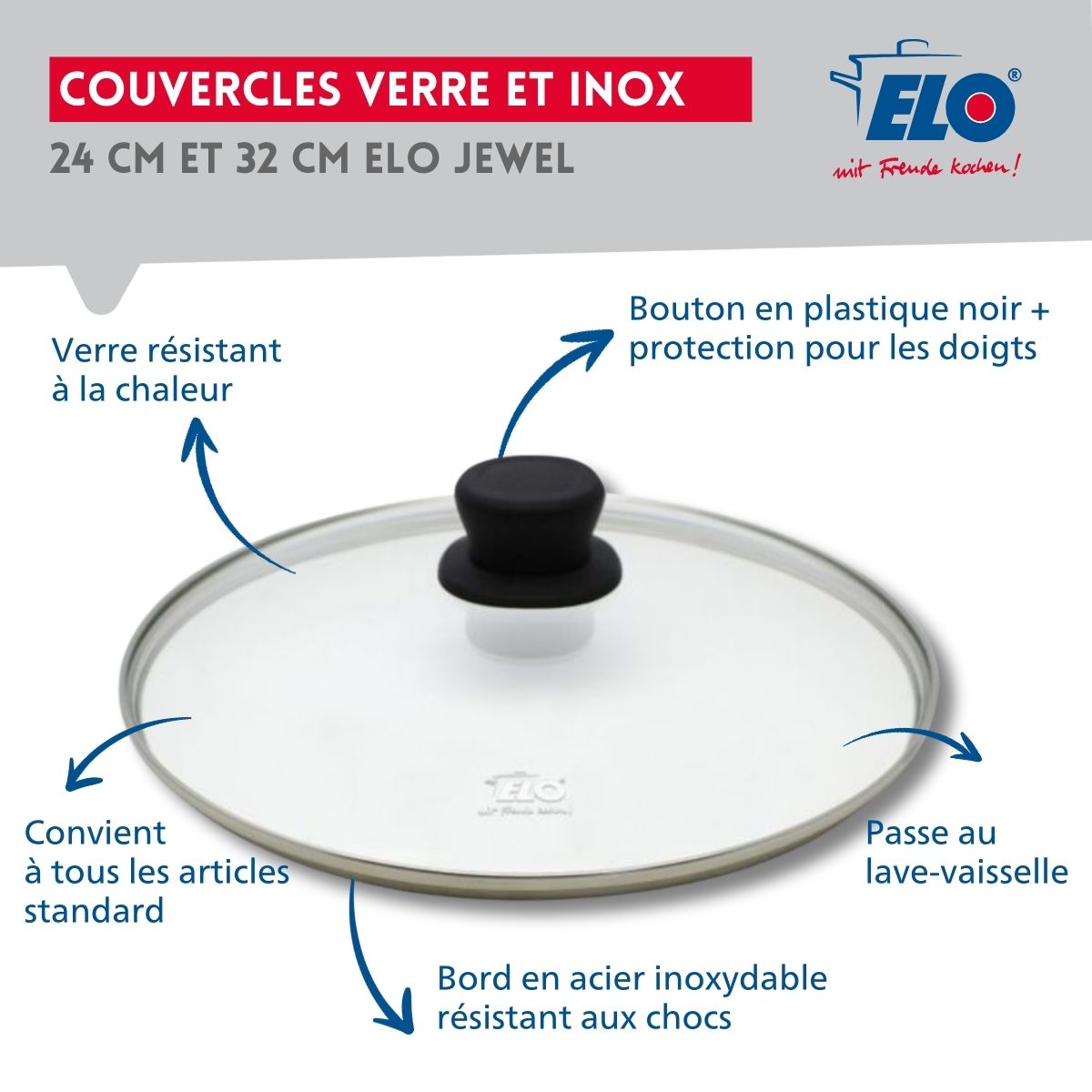 Set Poêle 32 cm céramique sans PFAS et couvercle Profi Therm Platinum Elo - Mathon - 4