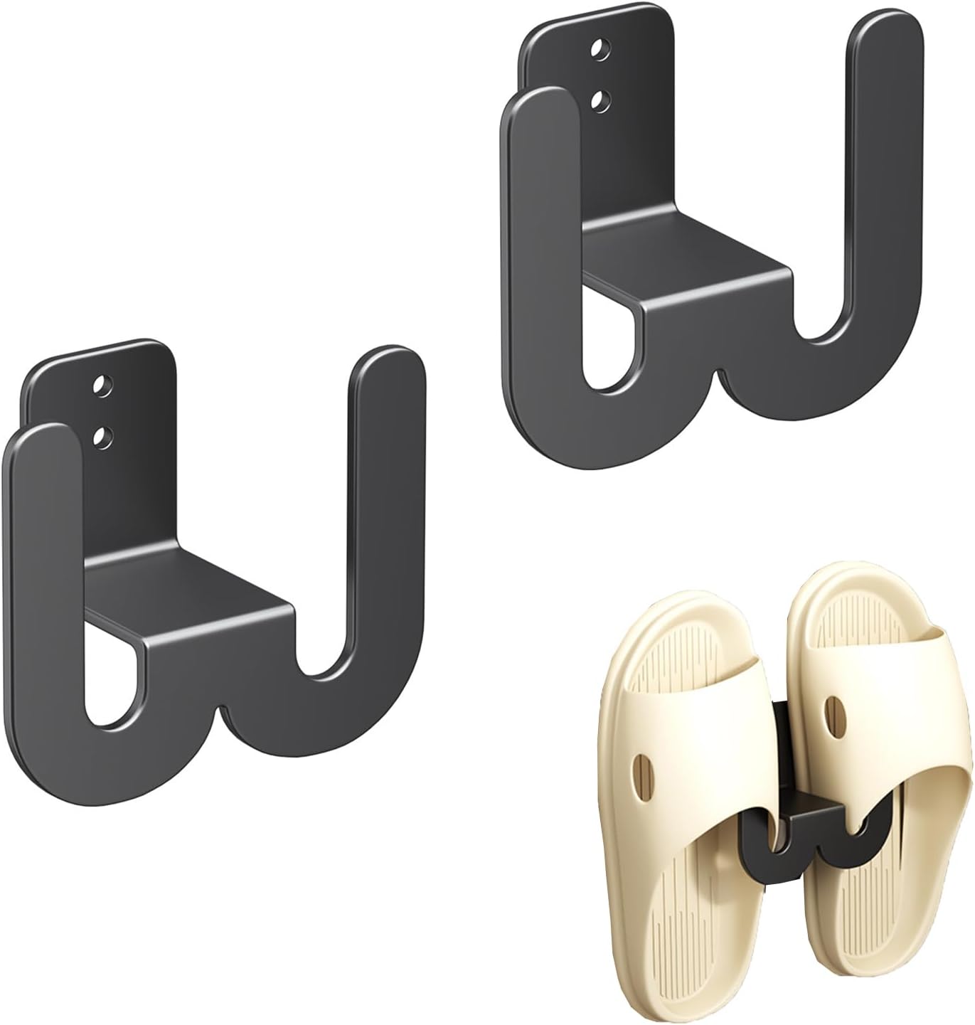 Lot de 2 supports à chaussures muraux en métal - Sans perçage - Montage mural noir Vendos85 - Mathon