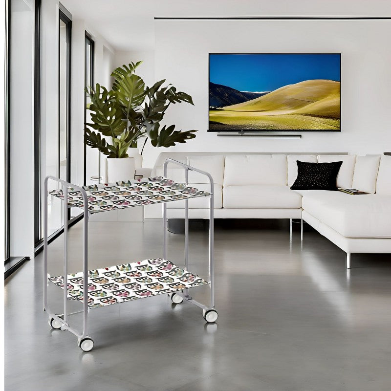 Desserte pliante 2 niveaux avec roulettes – structure gris aluminium, bauhaus Don Hierro - Mathon - 2