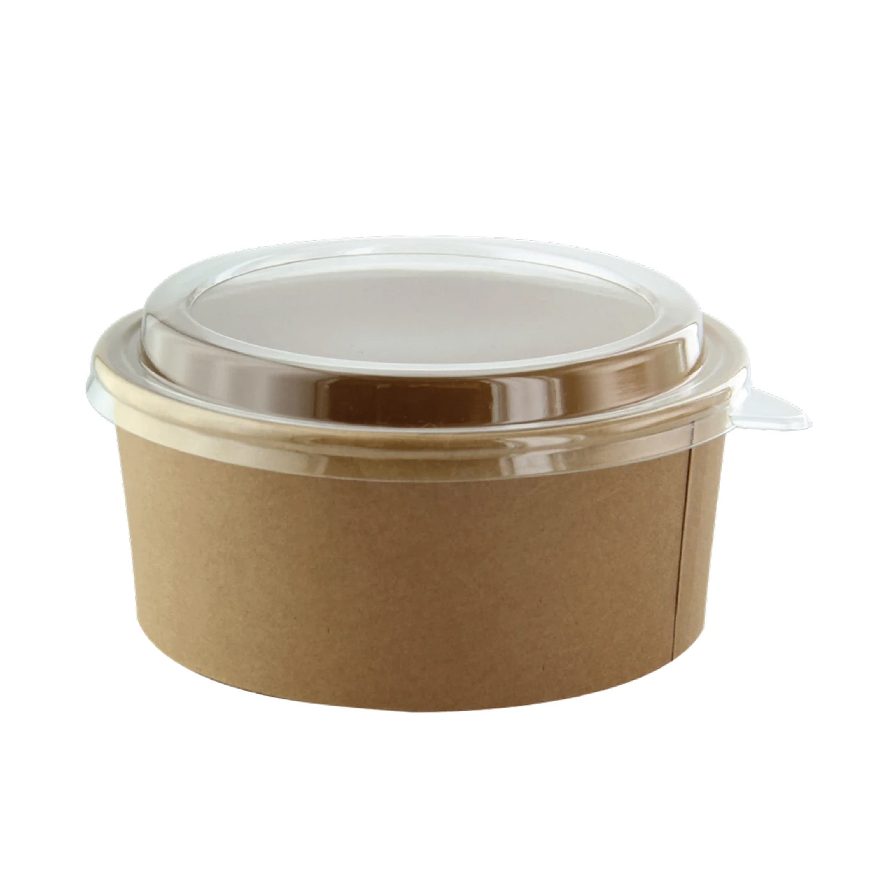 50Pcs - Combo Saladier rond kraft "Buckaty" et couvercle PET   H65mm 1250ml FirstPack - Mathon