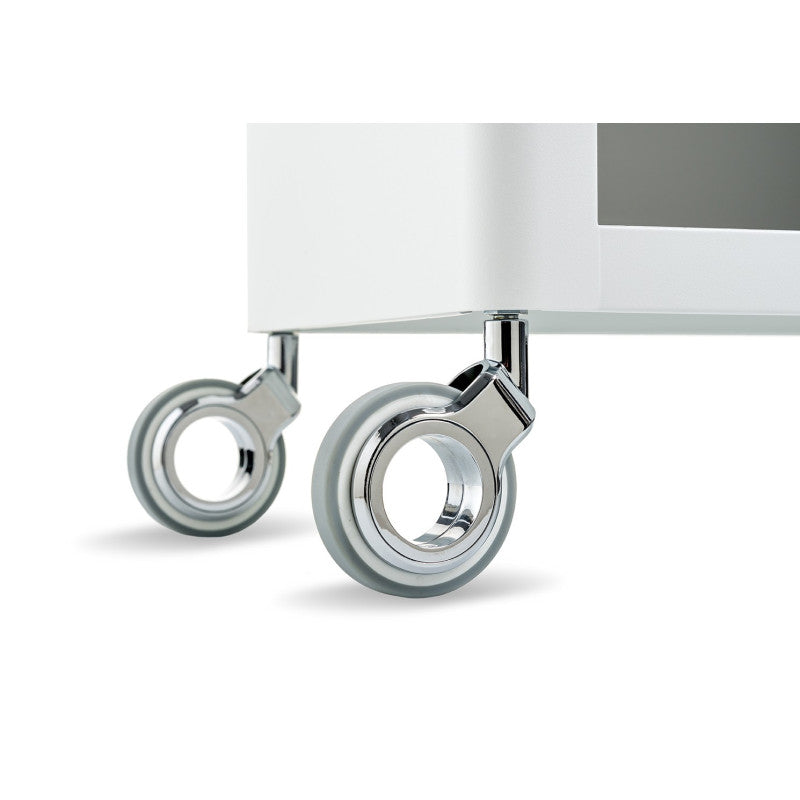 Meuble rangement salle de bain, cuisine, bureau. étagère avec tiroir. style scandinave, 42 x 31 x 82 cm., blanc-inox, thelma Don Hierro - Mathon - 6