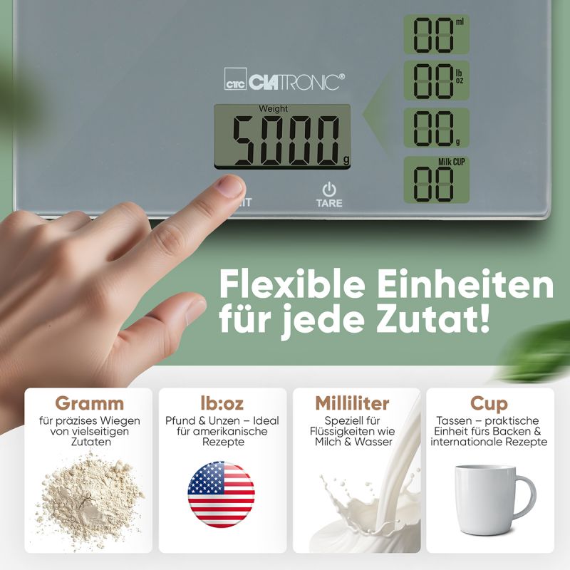 Balance de cuisine en verre Gris Clatronic KW3820-Gris Clatronic - Mathon - 3