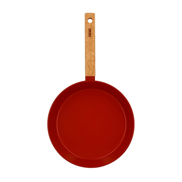 Poêle Ector induction aluminium revêtu manche en bois 24 cm rouge Ogo - Mathon - 2