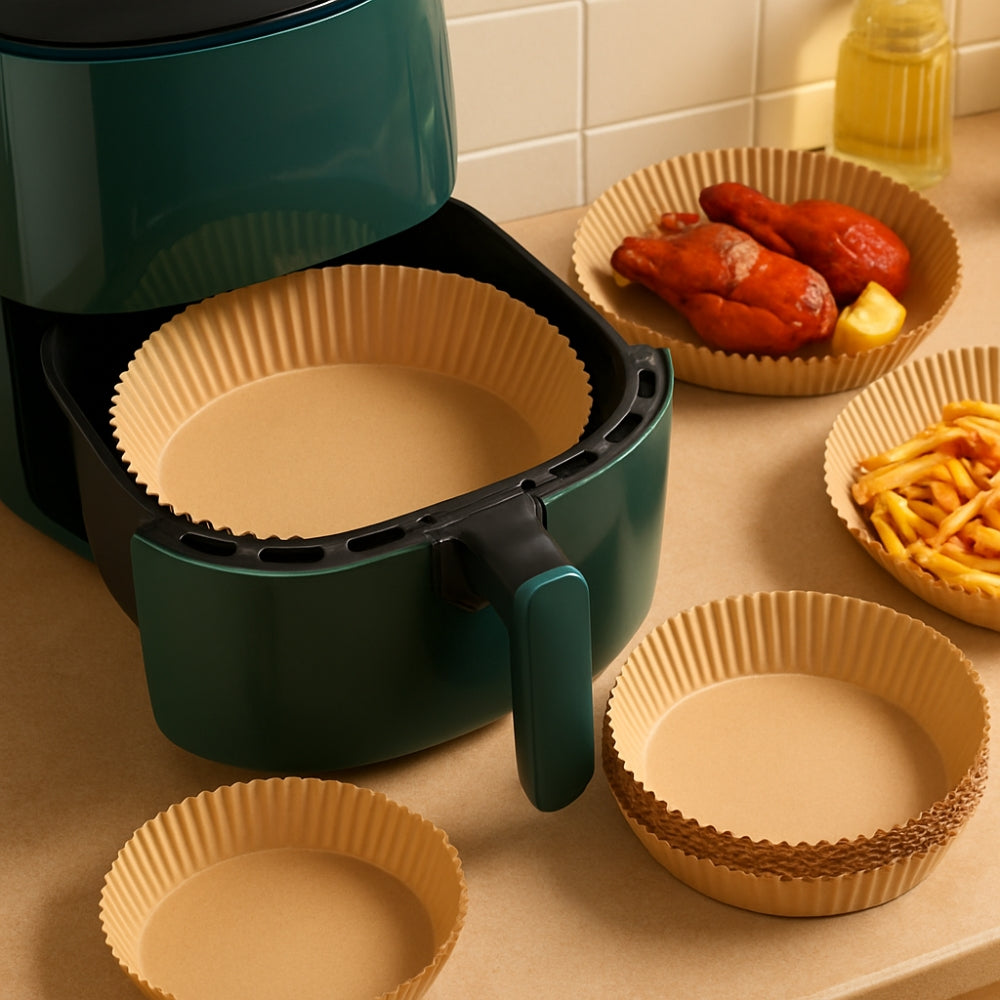 Lot 50 Feuilles Papier Cuisson Rondes pour Air Fryer Diamètre 20 cm Antiadhésives Résistantes Jetables et Prêtes à l’Emploi Excellent Houseware - Mathon - 2