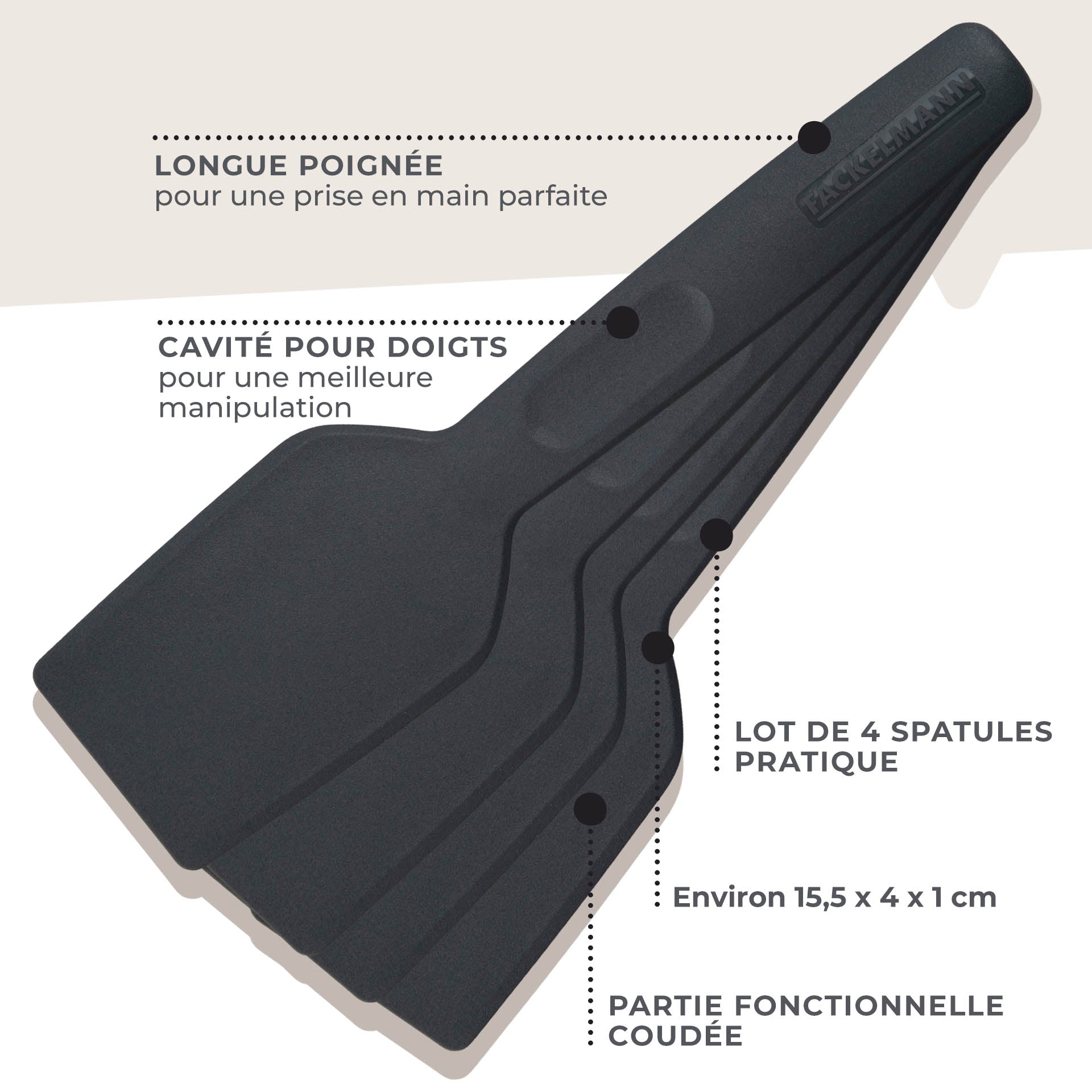 Lot de 4 spatules à raclette 16 cm Fackelmann - Mathon - 3