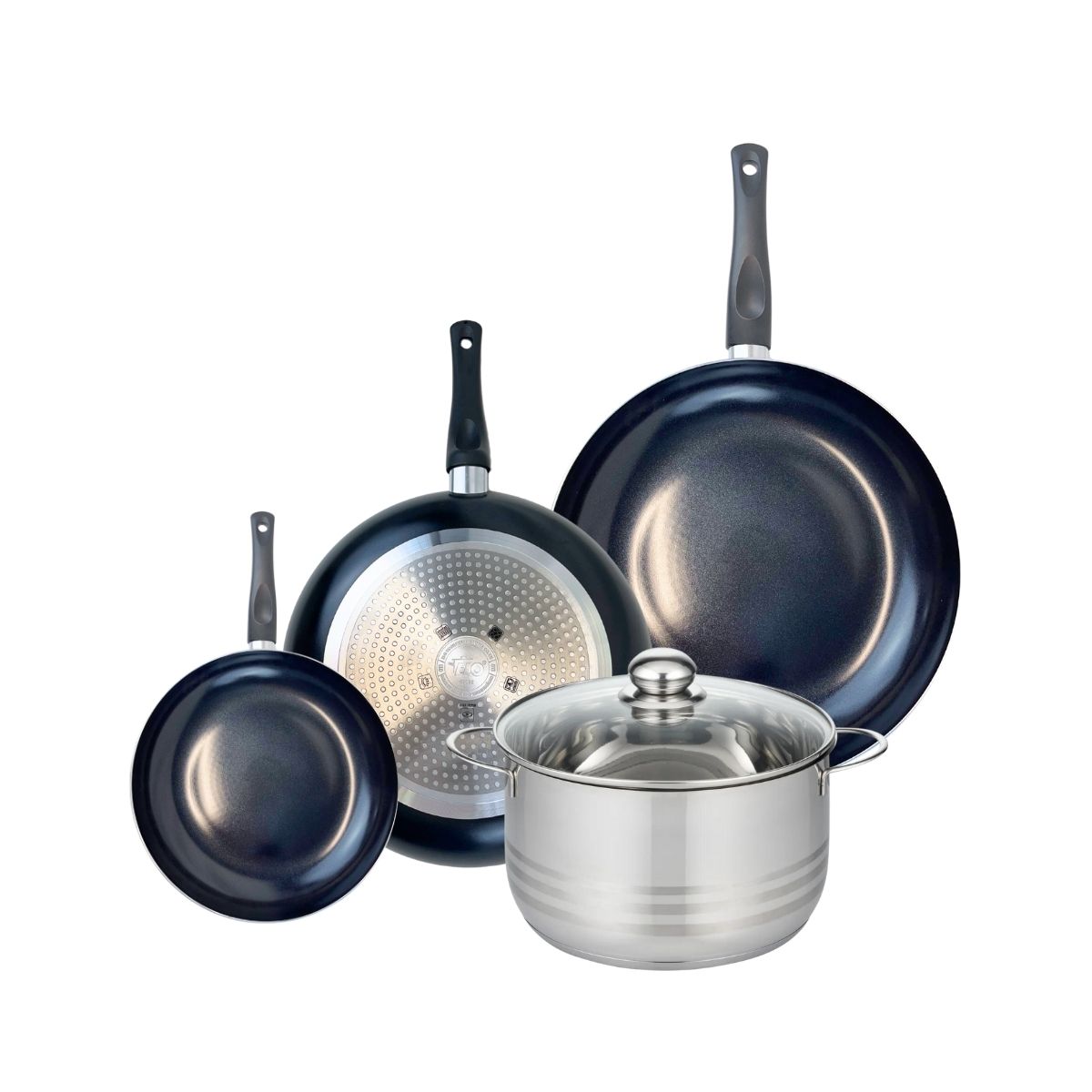 Ensemble de 3 Poêles de cuisson 20, 28 et 32 cm et 1 faitout 24 cm  Prima Brillant Elo - Mathon - 1