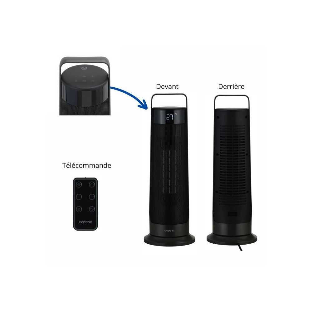Radiateur Soufflant Oscillant - Céramique - Oceanic - 2000 W - Télécommande - Noir Oceanic - Mathon - 4