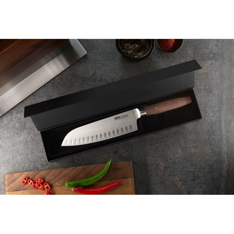 Couteau Santoku alvéolé Enno 18 cm avec lame cannelée en acier Gefu - Mathon - 5