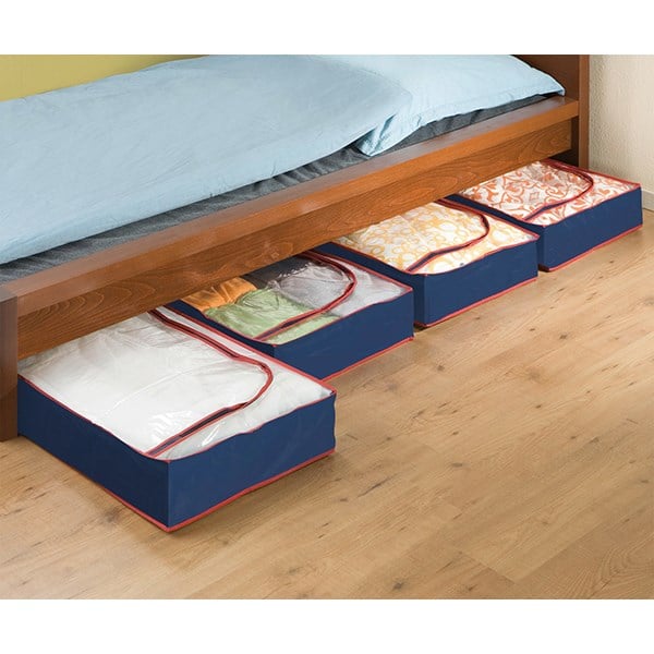 Lot de 4 housses dessous de lit bleu et rouge Wenko by Maximex - Mathon