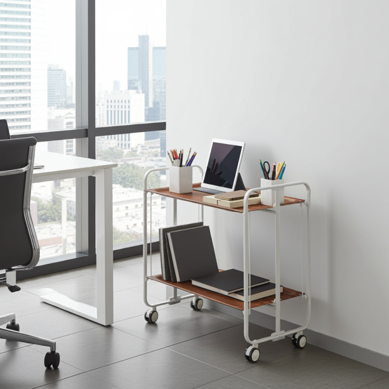 Desserte pliante 2 niveaux avec roulettes – structure gris aluminium, bauhaus Don Hierro - Mathon - 3