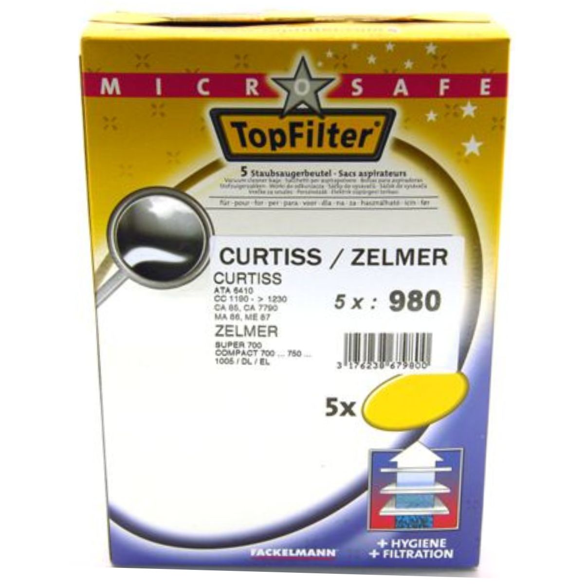 Lot de 5 sacs aspirateur compatibles Zelmer et Curtiss TopFilter TopFilter - Mathon