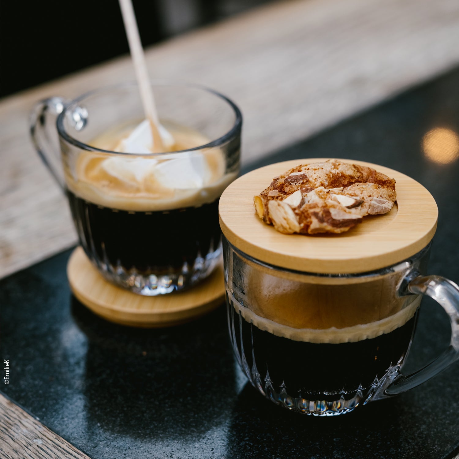 Coffret de 2 tasses avec couvercles OUESSANT /sous tasses en bambou La Rochère - Mathon - 1