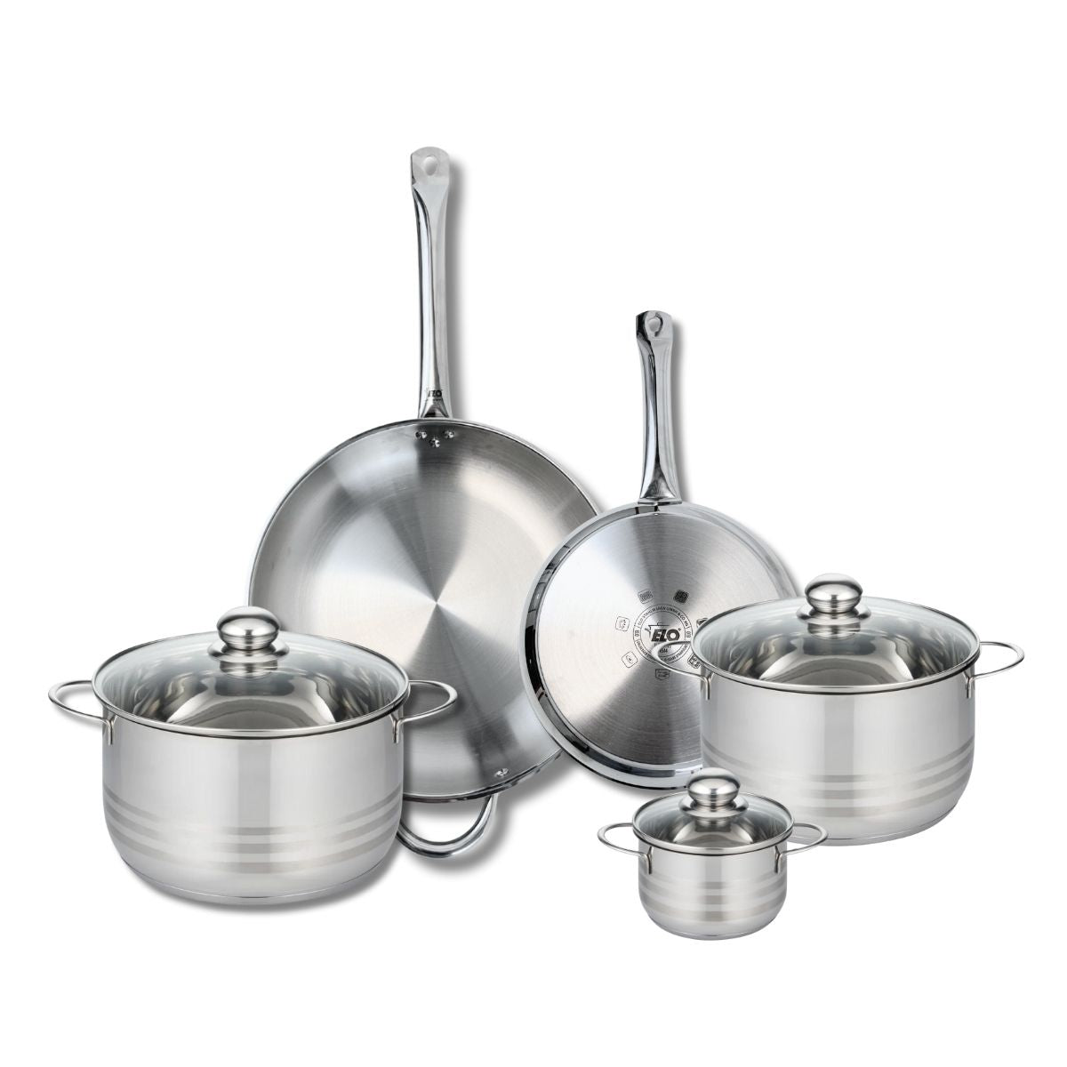 Ensemble de 2 Poêles de cuisson 24 et 32 cm et 3 faitouts 12, 20 et 24 cm  Profi Brillant Elo - Mathon - 1