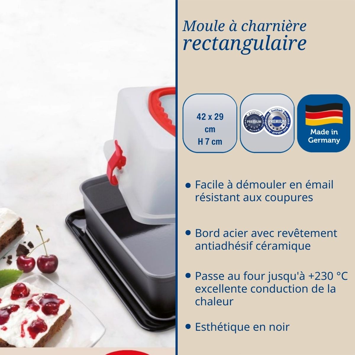 Moule à charnière rectangulaire avec couvercle de transport 42 x 29 x 7 cm Dr. Oetker Back-Idee Kreativ Dr. Oetker - Mathon - 2